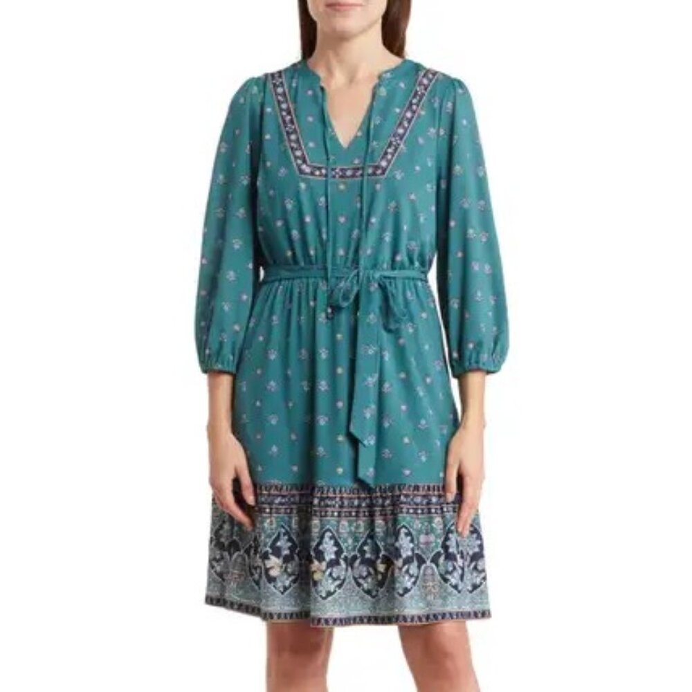 Lucky Brand Teal and White Midi Dress